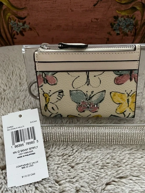 Coach Butterfly Print Card Case with Key Ring - Picture 5 of 10
